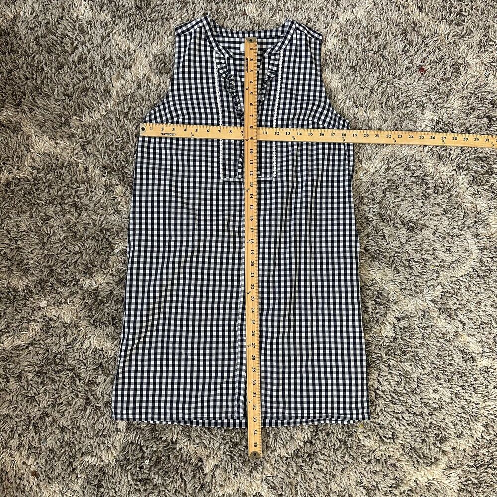 Crown & Ivy Navy Blue White Gingham Check Plaid Ruffle Shirt Shift Dress 8 M - Picture 9 of 9